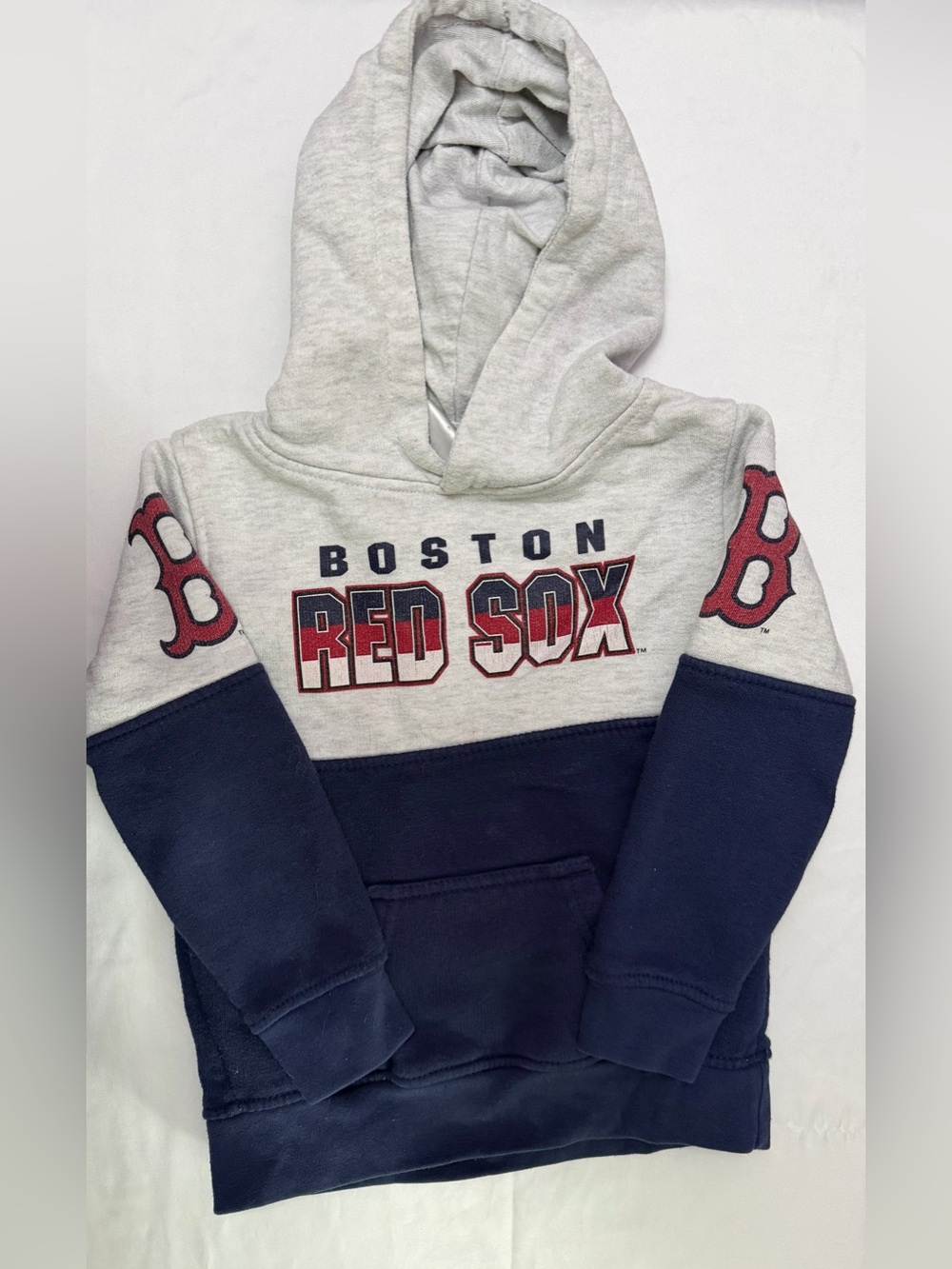 Toddler Red Sox Two-Tone Hoodie Sweatshirt - Gray & Navy 4T
